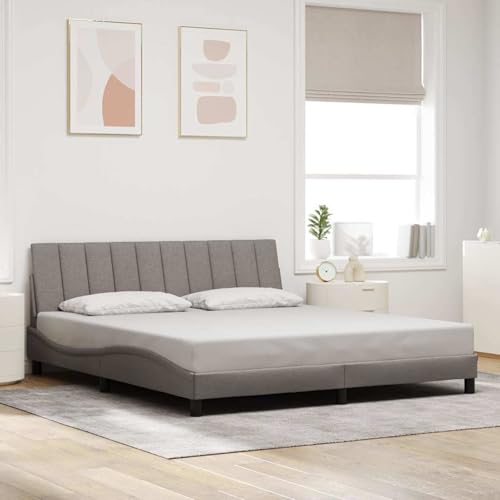 Rantry Bettgestell ohne Matratze Hanko Taupe 180x200 cm Stoff Bed Frame Model3310479 von Rantry