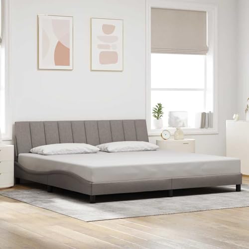 Rantry Bettgestell ohne Matratze Hanko Taupe 200x200 cm Stoff Bed Frame Model3310486 von Rantry