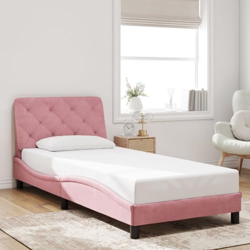 Rantry Bettgestell ohne Matratze Rosa 80x200 cm Samt Bed Frame Model3207892 von Rantry