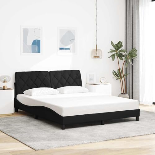 Rantry Bettgestell ohne Matratze Schwarz 160x200 cm Stoff Bed Frame Model3310610 von Rantry