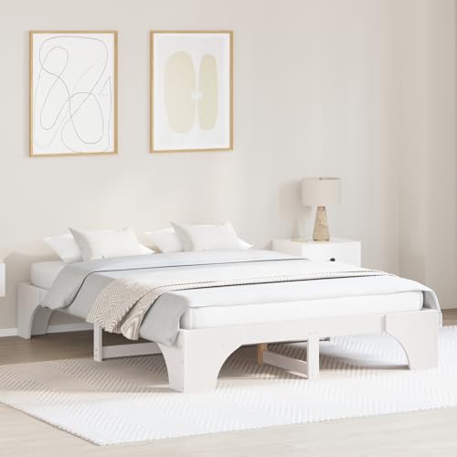 Rantry Bettrahmen Weiß Holz 140 x 200 cm Minimalistisch Bed Frame Model872945 von Rantry