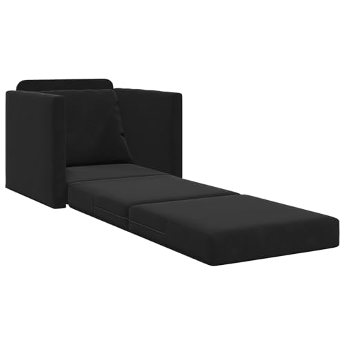 Rantry Boden-Sofa-Bett 2-in-1 Schwarz 74x77x81 cm Samt Schlafsofa Model4106614 von Rantry