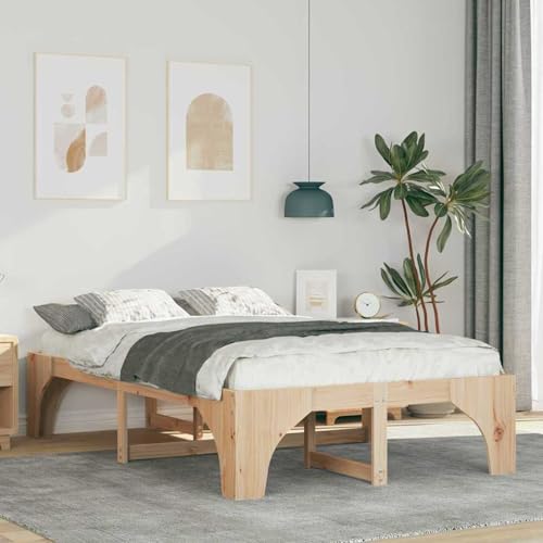 Rantry Bodenbettgestell Braun 120 x 200 cm Massivholz Kiefer Bed Frame Model872989 von Rantry