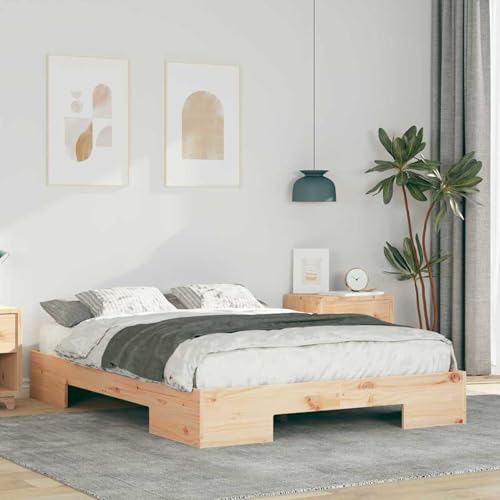 Rantry Bodenbettgestell Braun 120 x 200 cm Massivholz Kiefer Bed Frame Model873031 von Rantry