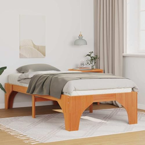 Rantry Bodenbettgestell Braun 80 x 200 cm Massivholz Kiefer Bed Frame Model873009 von Rantry