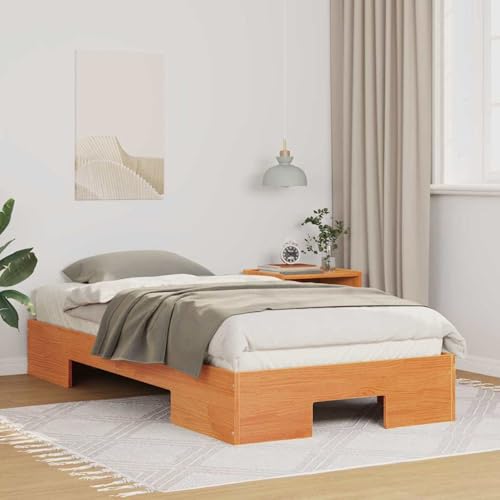 Rantry Bodenbettgestell Braun 90 x 200 cm Massivholz Kiefer Bed Frame Model873048 von Rantry