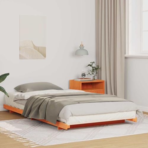 Rantry Bodenbettgestell Wachsbraun 100 x 200 cm Massivholz Kiefer Bed Frame Model873087 von Rantry