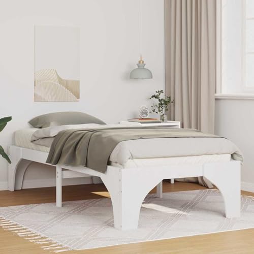 Rantry Bodenbettgestell Weiß 100 x 200 cm Massivholz Kiefer Bed Frame Model873002 von Rantry