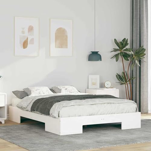 Rantry Bodenbettgestell Weiß 120 x 200 cm Massivholz Kiefer Bed Frame Model873032 von Rantry