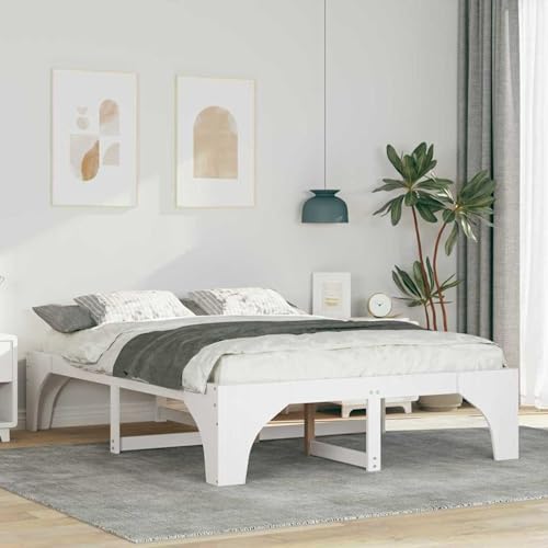 Rantry Bodenbettgestell Weiß 140 x 200 cm Massivholz Kiefer Bed Frame Model872987 von Rantry