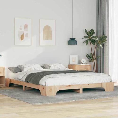 Rantry Bodenbettgestell mit Speicher Braun 160 x 210 cm Holz Bed Frame Model872902 von Rantry