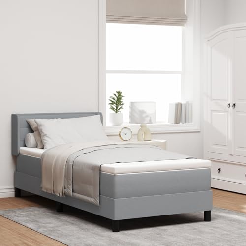 Rantry Boxspring-Bett mit Matratze Hellgrau 100x200 cm Stoff Schlafzimmerbett Rantry Boxspring-Bett mit Matratze Hellgrau 100x200 cm Stoff Schlafzimmerbett von Rantry