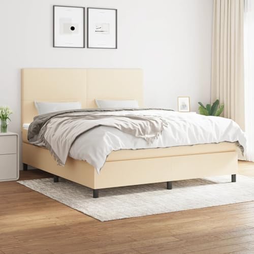 Rantry Boxspringbett mit Matratze Creme 180x200 cm Stoff Schlafzimmerbett Rantry Boxspringbett mit Matratze Creme 180x200 cm Stoff Schlafzimmerbett von Rantry