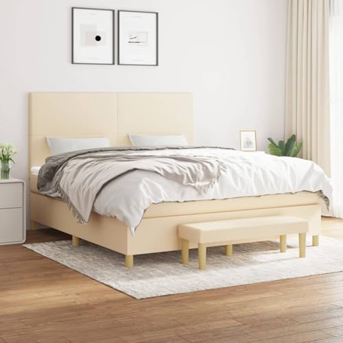 Rantry Boxspringbett mit Matratze Creme 180x200 cm Stoff Schlafzimmerbett Rantry Boxspringbett mit Matratze Creme 180x200 cm Stoff Schlafzimmerbett von Rantry