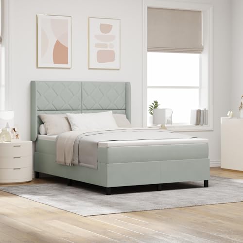 Rantry Boxspringbett mit Matratze Hellgrau 140x200 cm Samt Schlafzimmerbett von Rantry