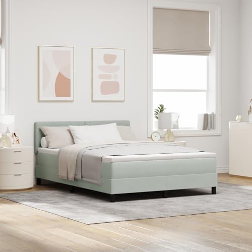 Rantry Boxspringbett mit Matratze Hellgrau 140x200 cm Samt Schlafzimmerbett von Rantry