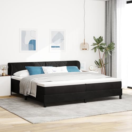 Rantry Boxspringbett mit Matratze Schwarz 200x200 cm Samt Schlafzimmerbett von Rantry