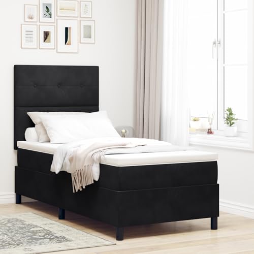 Rantry Boxspringbett mit Matratze Schwarz 80x200 cm Samt Schlafzimmerbett Model3339796 von Rantry