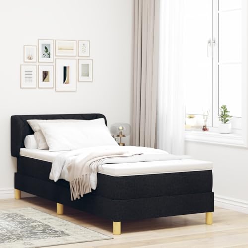 Rantry Boxspringbett mit Matratze Schwarz 90x200 cm Stoff Schlafzimmerbett von Rantry