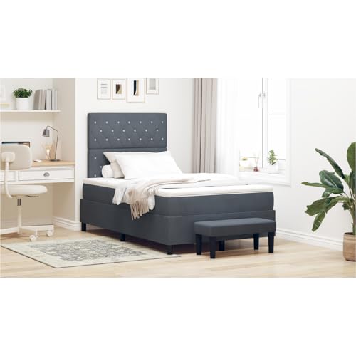 Rantry Boxspringbett mit Matratze & Bank Dunkelgrau 120x200 cm Samt Schlafzimmerbett von Rantry