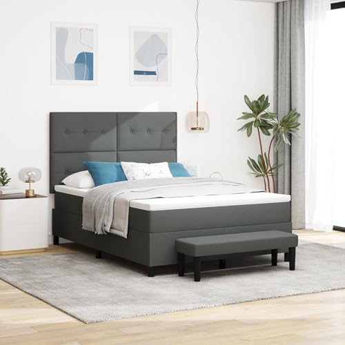 Rantry Boxspringbett mit Matratze & Bank Dunkelgrau 160x200 cm Stoff Schlafzimmerbett von Rantry