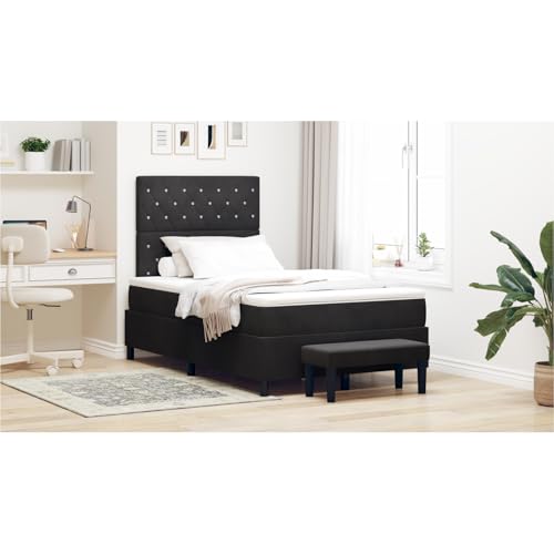 Rantry Boxspringbett mit Matratze & Bank Schwarz 120x190 cm Samt Schlafzimmerbett von Rantry