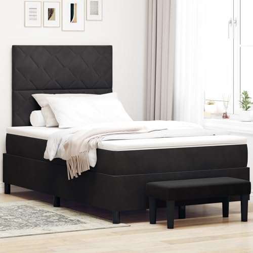 Rantry Boxspringbett mit Matratze & Bank Schwarz 120x200 cm Samt Schlafzimmerbett Rantry Boxspringbett mit Matratze & Bank Schwarz 120x200 cm Samt Schlafzimmerbett von Rantry