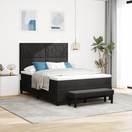 Rantry Boxspringbett mit Matratze & Bank Schwarz 140x200 cm Samt Schlafzimmerbett von Rantry