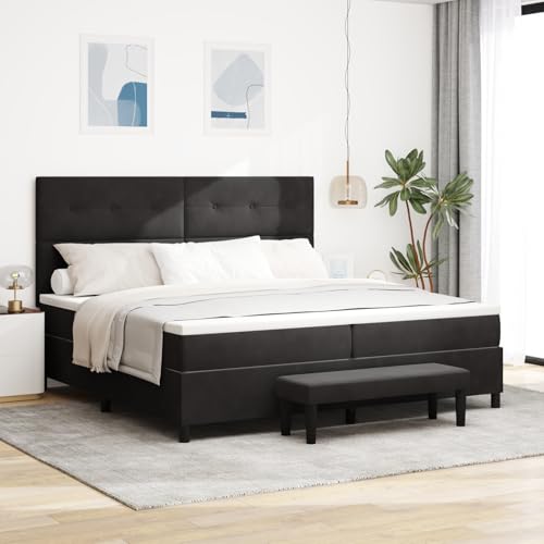 Rantry Boxspringbett mit Matratze & Bank Schwarz 200x200 cm Samt Schlafzimmerbett von Rantry