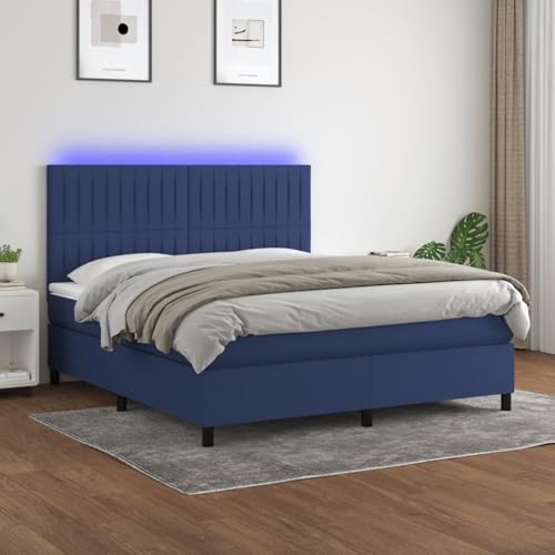 Rantry Boxspringbett mit Matratze & LED Blau 180x200 cm Stoff Schlafzimmerbett Model3135059 von Rantry