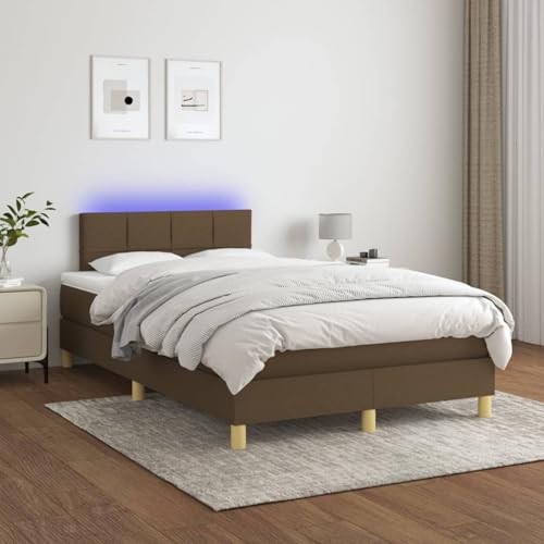 Rantry Boxspringbett mit Matratze & LED Dunkelbraun 120x200 cm Stoff Schlafzimmerbett von Rantry