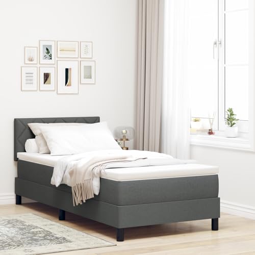 Rantry Boxspringbett mit Matratze & LED Dunkelgrau 90x190 cm Stoff Schlafzimmerbett Model3342248 von Rantry