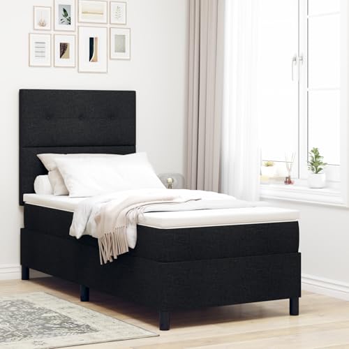 Rantry Boxspringbett mit Matratze & LED Schwarz 80x200 cm Stoff Schlafzimmerbett Model3342825 von Rantry
