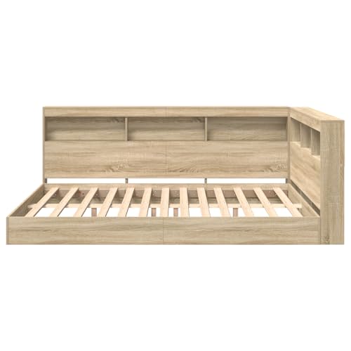 Rantry Bücherregal-Bett Sonoma Eiche 160x200 cm Holzwerkstoff Bücherregalbett Model3335740 von Rantry