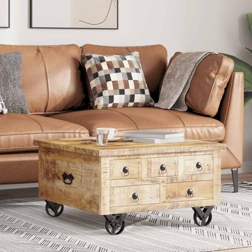 Rantry Couchtisch Raues Mangoholz 70x70x40 cm Beistelltisch Couch Model243979 von Rantry