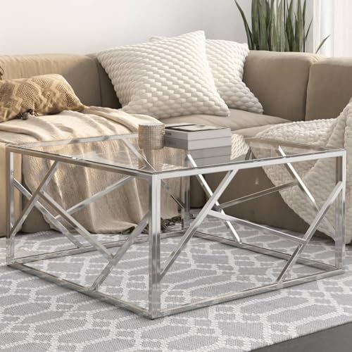 Rantry Couchtisch Silbern Edelstahl und Hartglas Beistelltisch Couch Model349945 Rantry Couchtisch Silbern Edelstahl und Hartglas Beistelltisch Couch Model349945 von Rantry