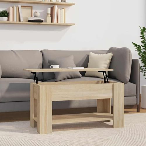 Rantry Couchtisch Sonoma-Eiche 101x49x52 cm Holzwerkstoff Beistelltisch Couch Model809704 von Rantry