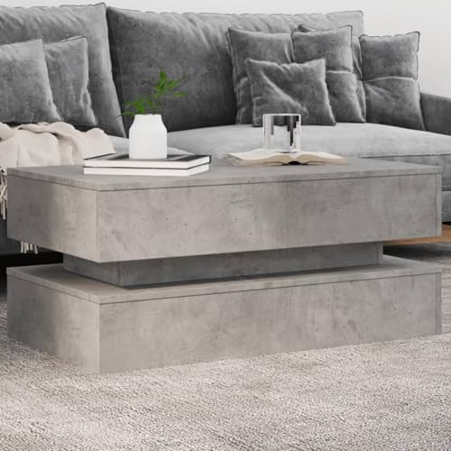 Rantry Couchtisch mit LED-Leuchten Betongrau 90x50x40 cm Beistelltisch Couch Model839864 von Rantry