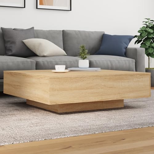 Rantry Couchtisch mit LED-Leuchten Sonoma-Eiche 100x100x31 cm Beistelltisch Couch Model836604 von Rantry