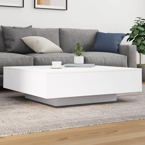 Rantry Couchtisch mit LED-Leuchten Weiß 100x100x31 cm Beistelltisch Couch Model836602 von Rantry