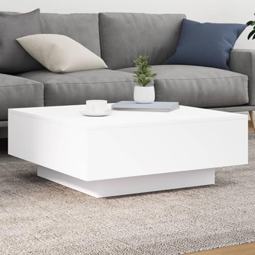 Rantry Couchtisch mit LED-Leuchten Weiß 80x80x31 cm Beistelltisch Couch Model836588 von Rantry