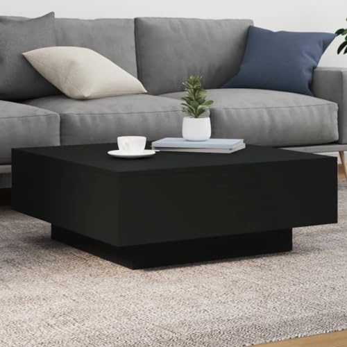 Rantry Couchtisch mit LED-Lichtern, Schwarz, 80 x 80 x 31 cm, Möbel, Couchtisch, Wohnzimmer, Büro, Schlafzimmer von Rantry