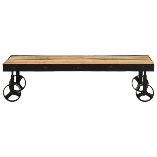 Rantry Couchtisch mit Rollen Massivholz Mango 100x55x26 cm Beistelltisch Model371683 von Rantry