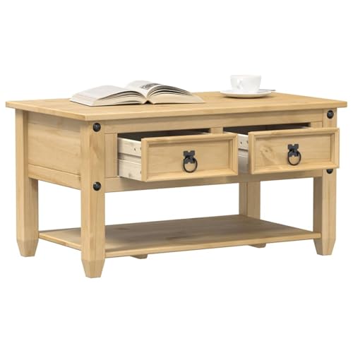 Rantry Couchtisch mit Schubladen Corona 85x50x45 cm Massivholz Kiefer Beistelltisch Couch Model4002772 von Rantry