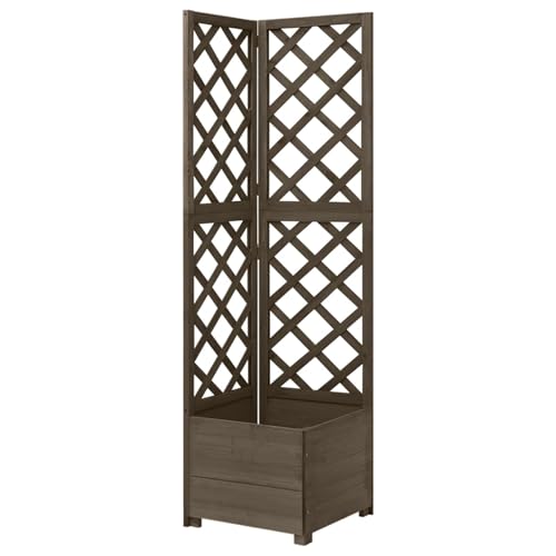 Rantry Eck-Spalier mit Pflanzkasten Grau 40x40x150cm Massivholz Tanne Blumentopf Rasen und Gartenarbeit Model316412 von Rantry