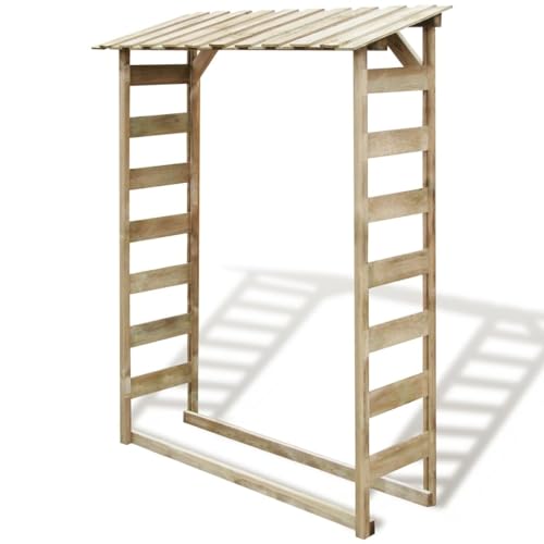 Rantry Feuerholz-Lagerschuppen 150×44×176 cm Imprägniertes Kiefernholz Brennholzlagerschuppen Rasen und Gartenarbeit Model42956 von Rantry