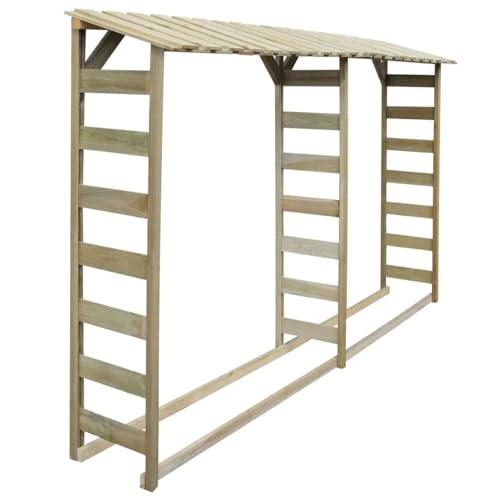 Rantry Feuerholz-Lagerschuppen 300×44×176 cm Imprägniertes Kiefernholz Brennholzlagerschuppen Rasen und Gartenarbeit Model42957 von Rantry