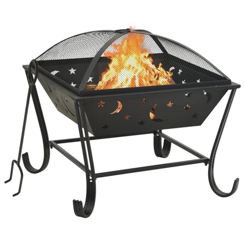 Rantry Feuerkorb mit Schürhaken 62 cm XXL Stahl Feuerstelle Model311893 von Rantry