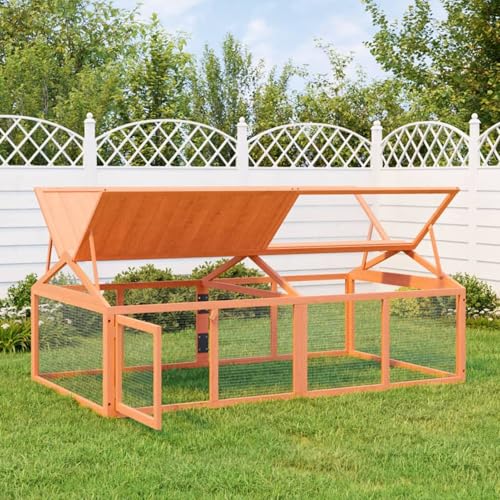 Rantry Freilaufgehege Braun 200x112,5x74 cm Massivholz Kiefer Haustierkäfig Model172300 von Rantry