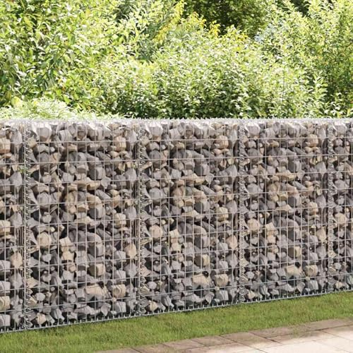 Rantry Gabionenwand mit Abdeckung Verzinkter Stahl 200x60x100 cm Gabionenwand Model147815 von Rantry